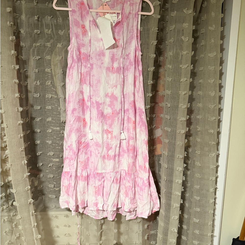 beachlunchlounge Pink and White Tie-Dye Dress